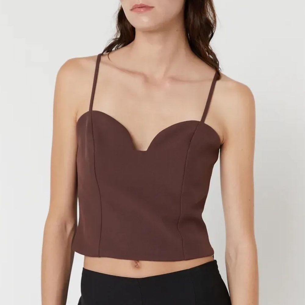 Oak and fort sweetheart corset tank bustier deep mahogany brown chocolate nwot